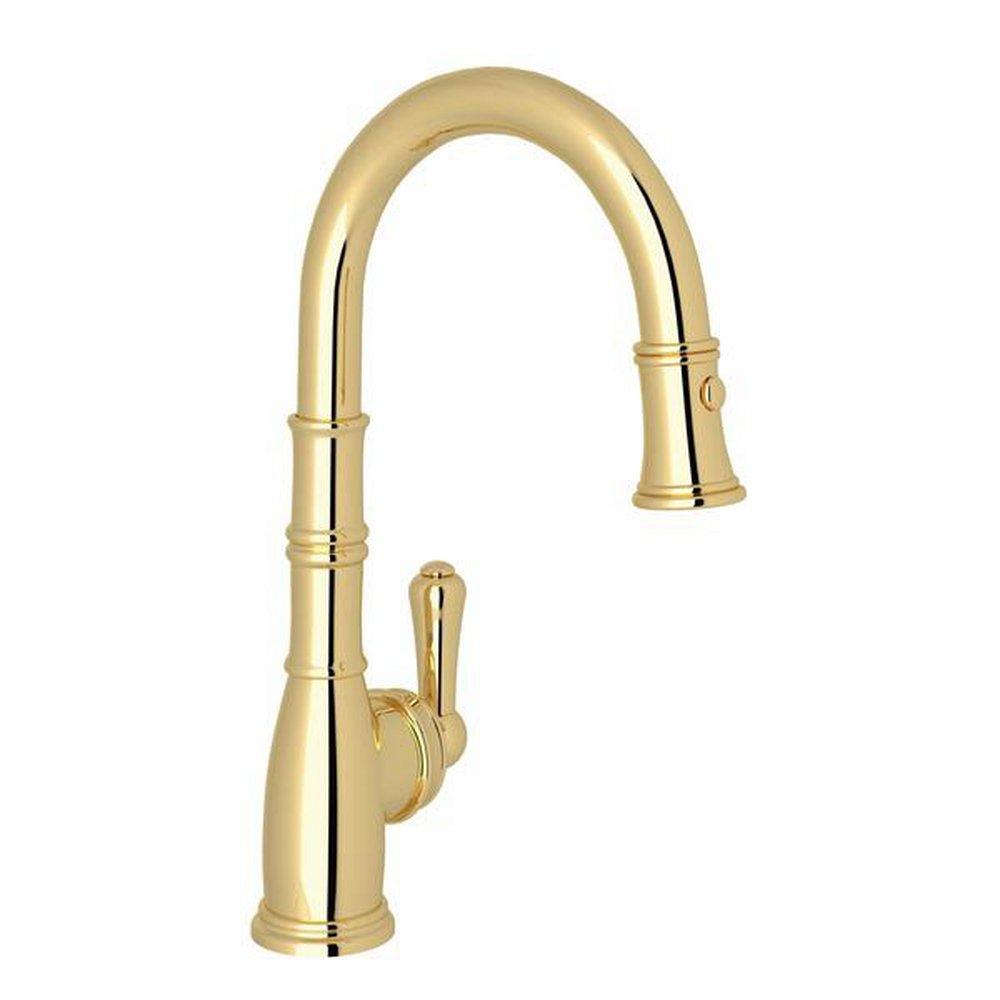Perrin & Rowe® Georgian Era™ Single Handle Pull-down Bar Faucet in Unlacquered Brass