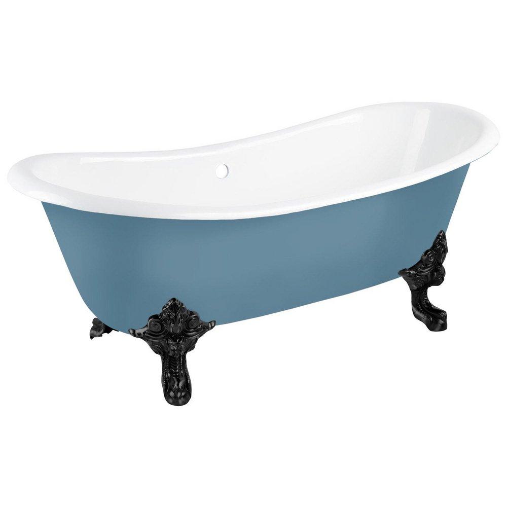 Signature Hardware Lena 72 x 30-1/2 in. Freestanding Bathtub Offset Drain in Slate Blue