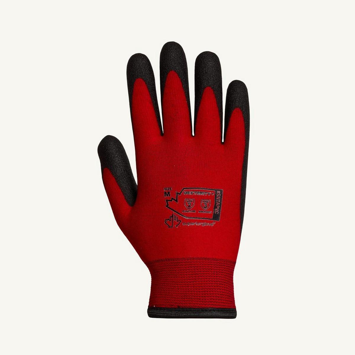 Superior Glove Works Dexterity® Size L 18 ga PVC Cotton and Plastic Construction and Cold Storage Applications Reusable Gloves in Red and Black