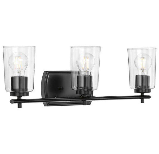 Progress Lighting Adley 60W 3-Light Medium E-26 Incandescent Vanity Fixture in Matte Black