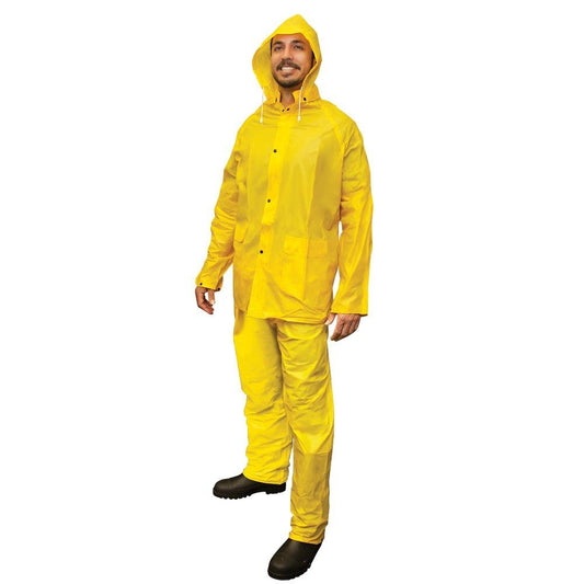XL 0.35mm PVC and Polyester Rain Suit in Yellow (Reusable)
