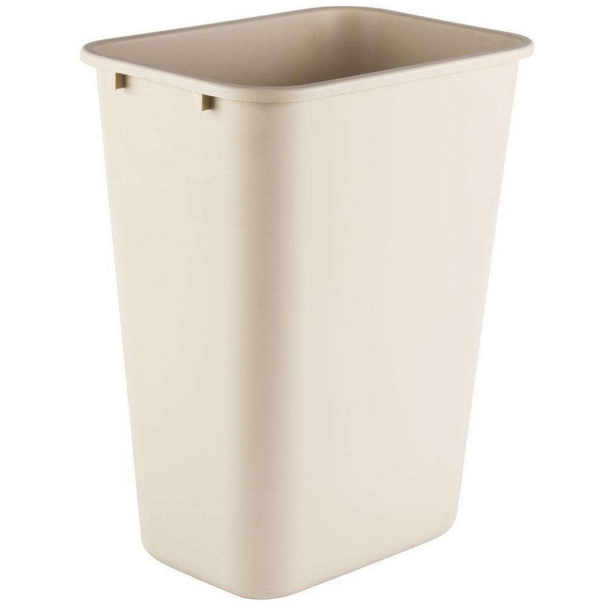 19-7/8 x 15-1/4 x 11 in. 41-1/8 qt Plastic Commercial Rectangle Waste Basket in Beige