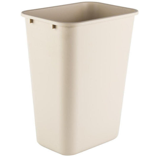 19-7/8 x 15-1/4 x 11 in. 41-1/8 qt Plastic Commercial Rectangle Waste Basket in Beige
