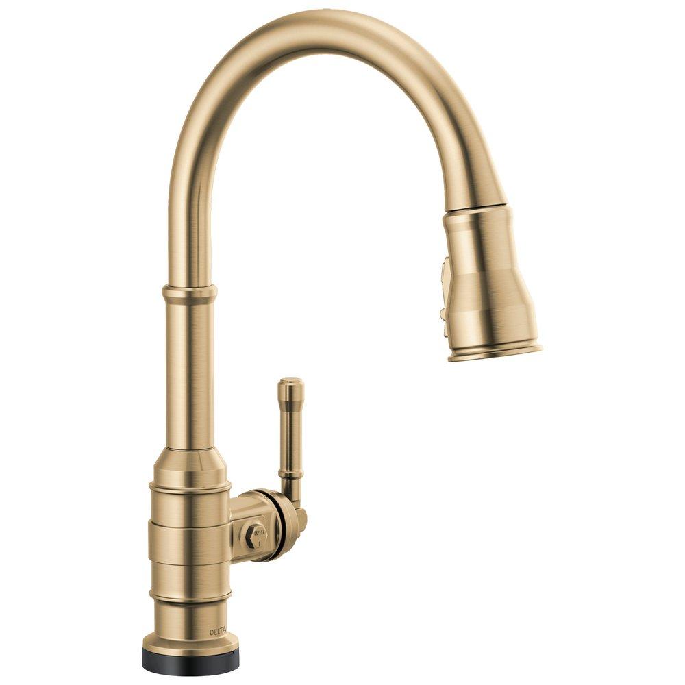 Delta Faucet Broderick™ Single Handle Pull Down Kitchen Faucet with Touch Activation in Champagne Bronze