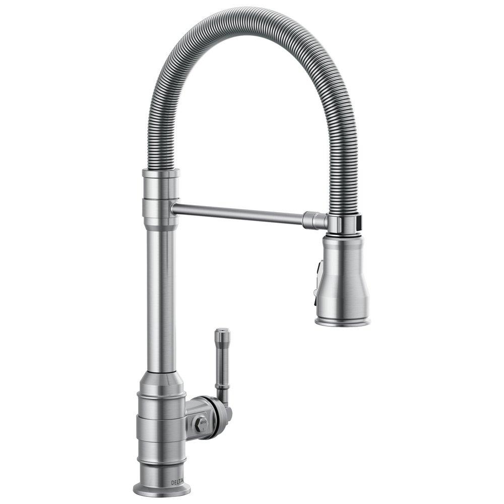 Delta Faucet Broderick™ Pro Single Handle Pull Down Kitchen Faucet in Arctic Stainless