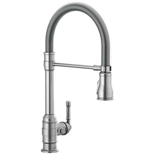 Delta Faucet Broderick™ Pro Single Handle Pull Down Kitchen Faucet in Arctic Stainless