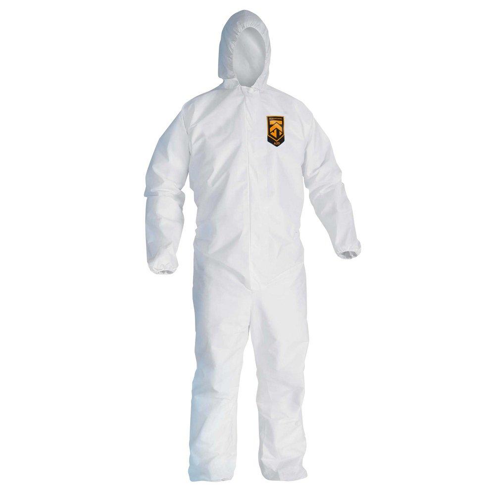 KleenGuard™ A20 Breathable Particle Protection Coveralls, Zipper Front, Elastic Back, Wrists, Ankles & Hood, White, 2XL (Case of 24)