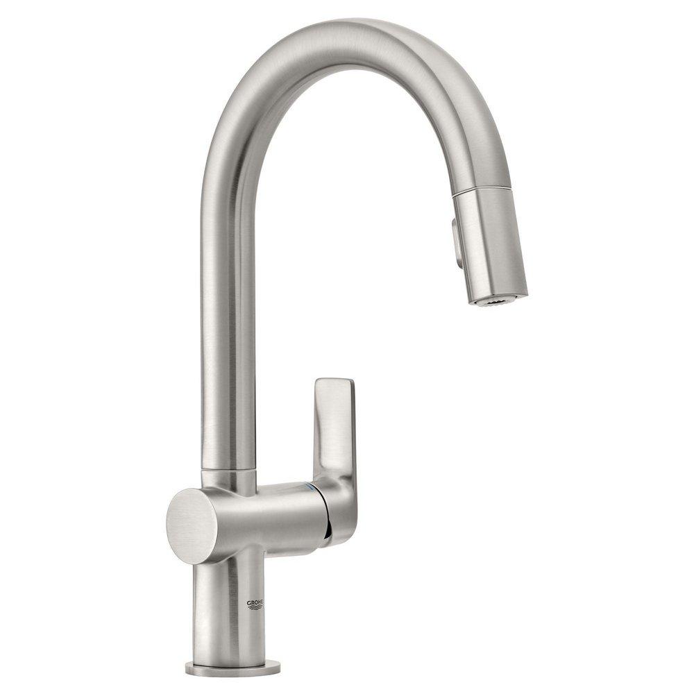 GROHE Defined Single Handle Pull Down Kitchen Faucet in StarLight® SuperSteel