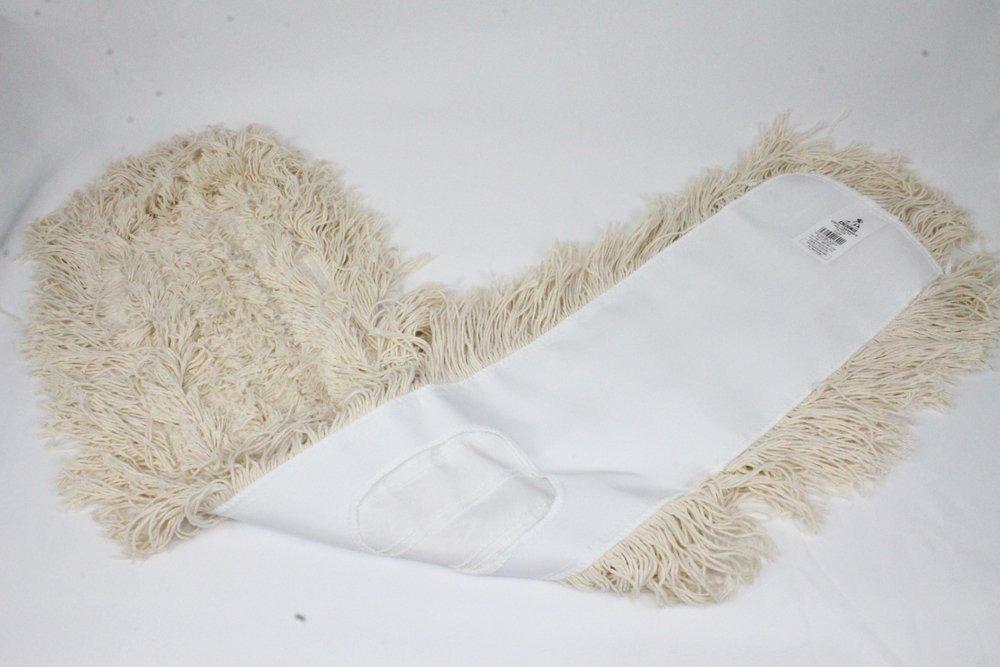 Abco Natura Yarn® 5 x 24 in. Cotton Helper Dust Mop with Slot Pocket and Backing in White
