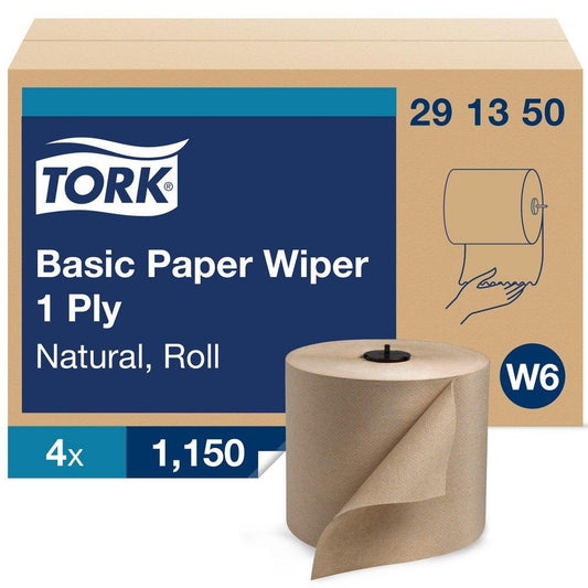 Basic Paper Wiper, Roll Towel, 1-Ply 1150 ft, Natural, W6 System (Case of 4)