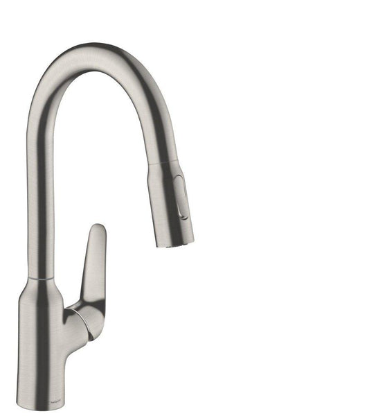 Hansgrohe Focus N Single Handle Kitchen Faucet in Steel Optic