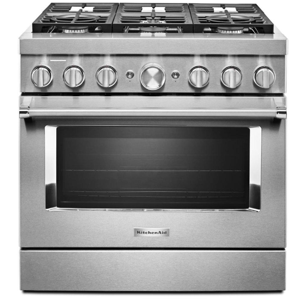 35-7/8 in. Gas 6-Burner Sealed Freestanding Range in Stainless Steel