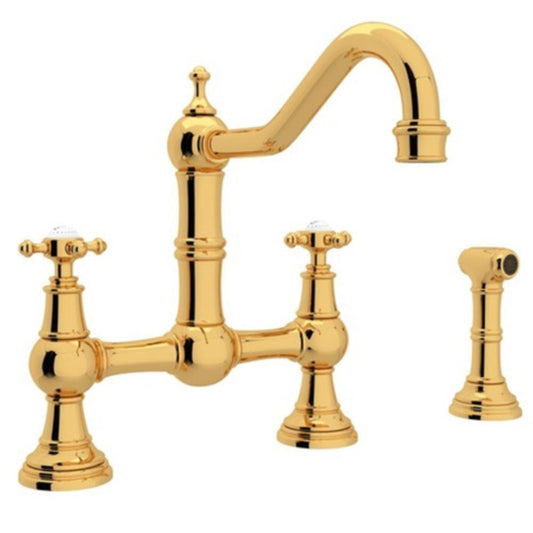 Perrin & Rowe® Arcana™ Two Handle Bridge Kitchen Faucet in English Gold