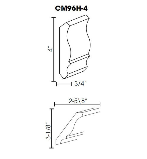 AW-CM96H-4 ( (AW-GW-TW-PW) Decorative Large Crown 4"Wx96H )