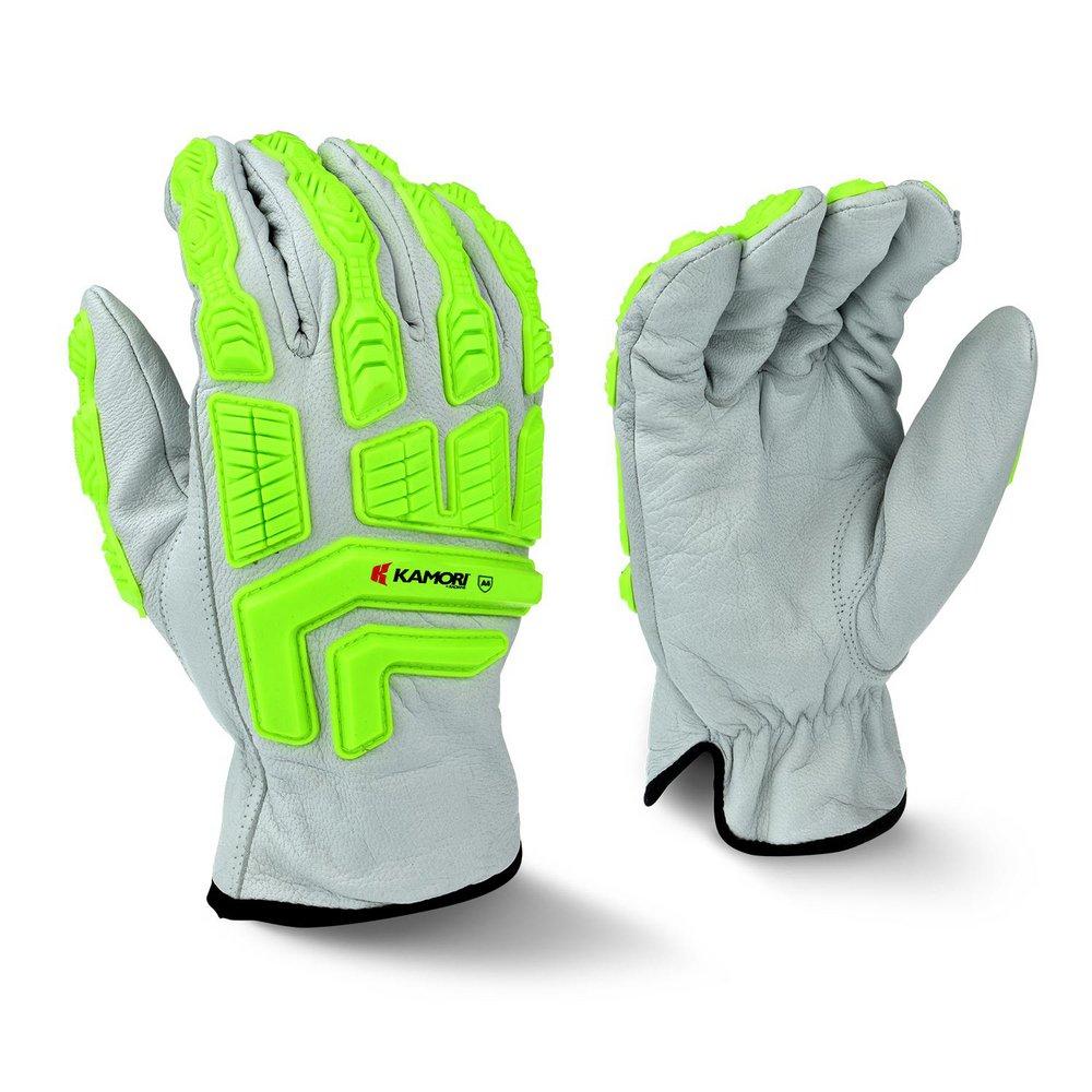 Radians Kamori™ XL Size Aramid Fiber, Glass Fiber, Poly, TPR and Grain Goat Leather Work Gloves in White