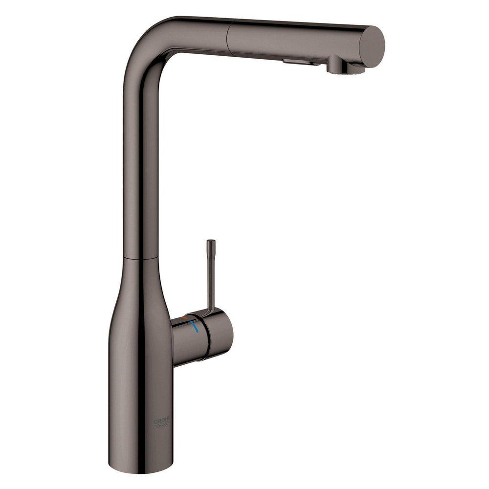 GROHE Essence New Single Handle Pull Out Kitchen Faucet in Hard Graphite