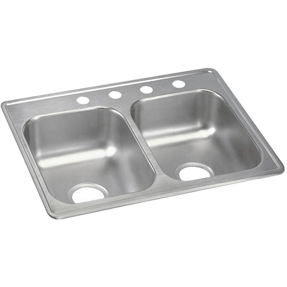 25 in. Drop-in Stainless Steel Double Bowl Kitchen Sink in Satin
