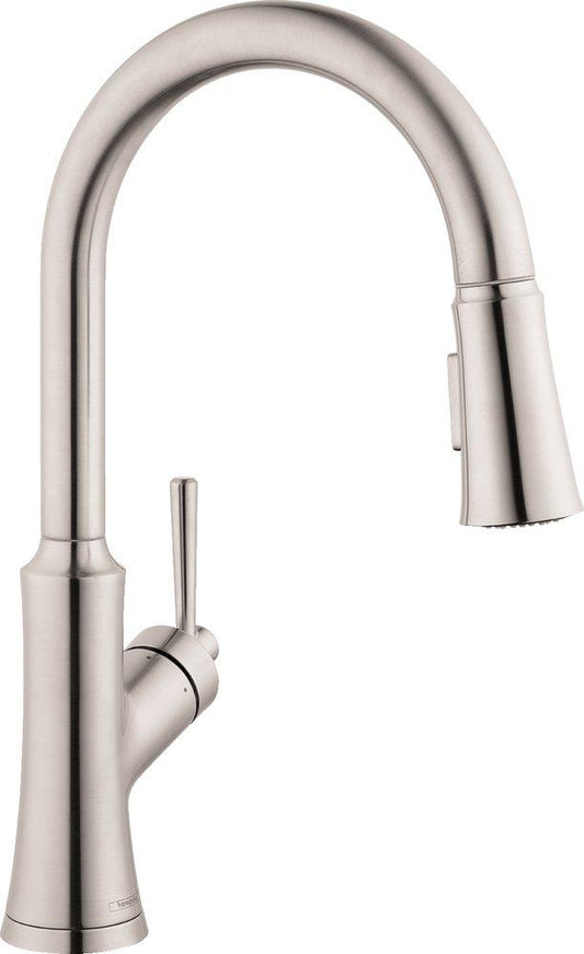 Hansgrohe Joleena Single Handle Pull Down Kitchen Faucet in Steel Optic