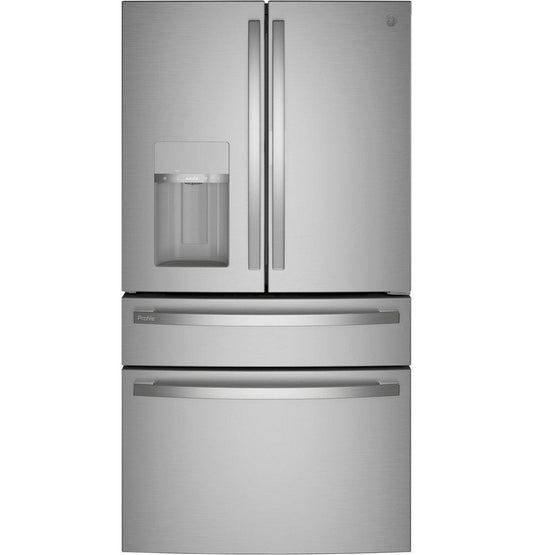 GE Profile™ Profile™ 27.9 cu. ft. Bottom Mount Freezer and French Door Refrigerator in Fingerprint Resistant Stainless Steel