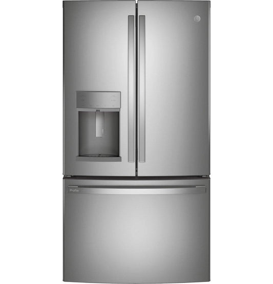 GE Profile™ Profile™ 27.7 cu. ft. Bottom Mount Freezer and French Door Refrigerator in Fingerprint Resistant Stainless Steel