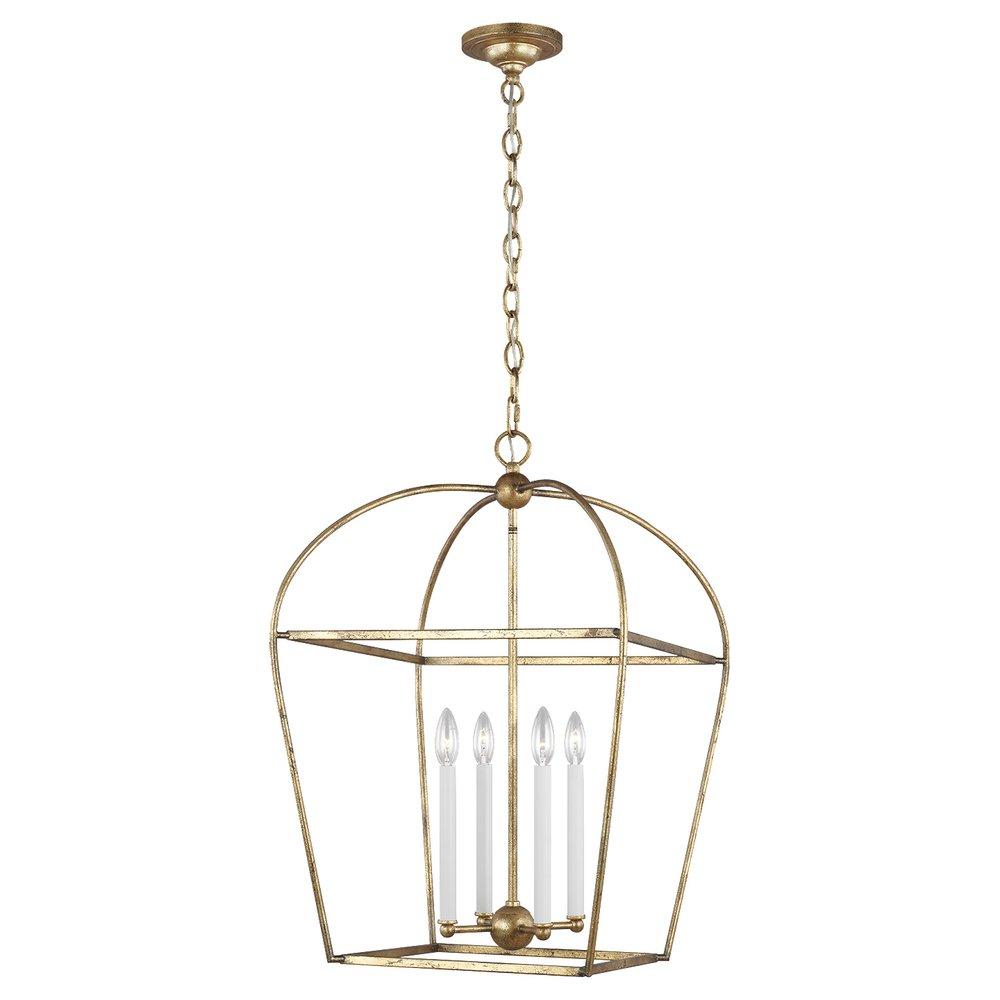 Visual Comfort & Co. Studio Stonington 60W 4-Light Candelabra E-12 Antique Gild Outdoor Chandelier