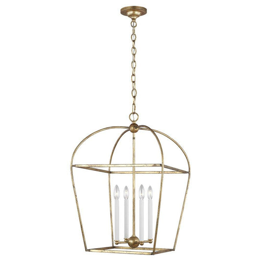 Visual Comfort & Co. Studio Stonington 60W 4-Light Candelabra E-12 Antique Gild Outdoor Chandelier