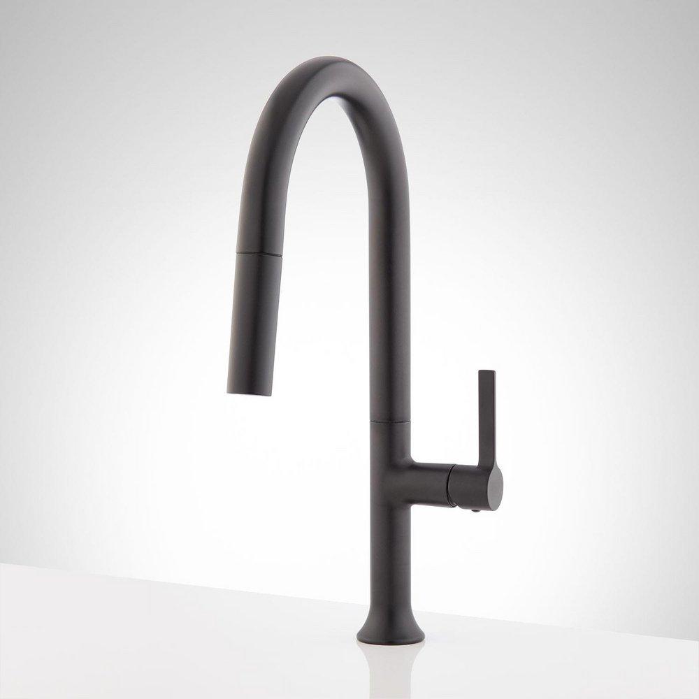 Signature Hardware Bok Single Handle Pull Down Kitchen Faucet in Matte Black