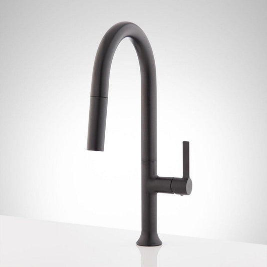 Signature Hardware Bok Single Handle Pull Down Kitchen Faucet in Matte Black
