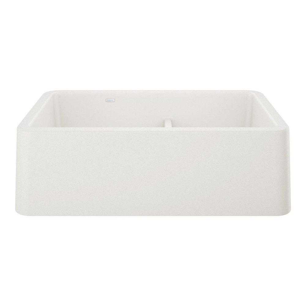 BLANCO Ikon 33 in. Farmhouse Silgranit Double Bowl Kitchen Sink in White