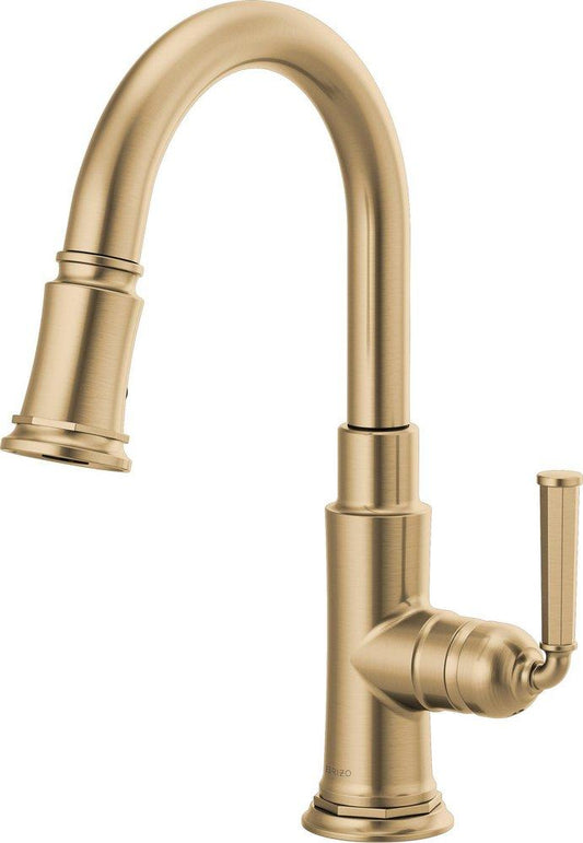Brizo Rook® Single Handle Pull Down Bar Faucet in Brilliance® Luxe Gold®