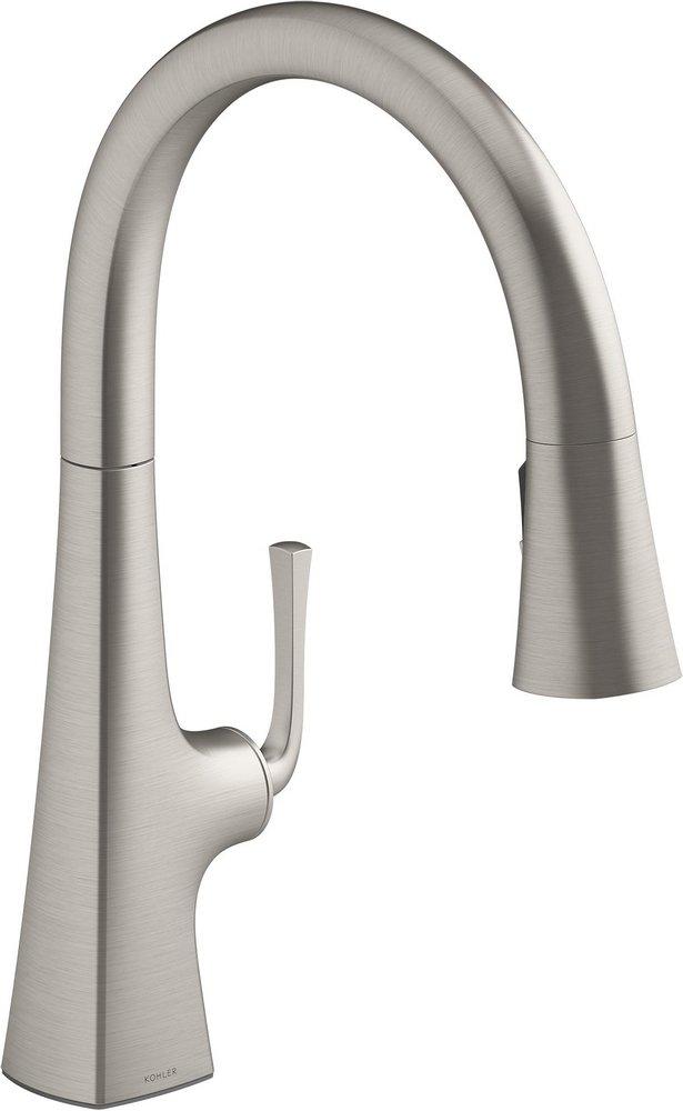 KOHLER Graze® Single Handle Pull Down Kitchen Faucet in Vibrant® Stainless