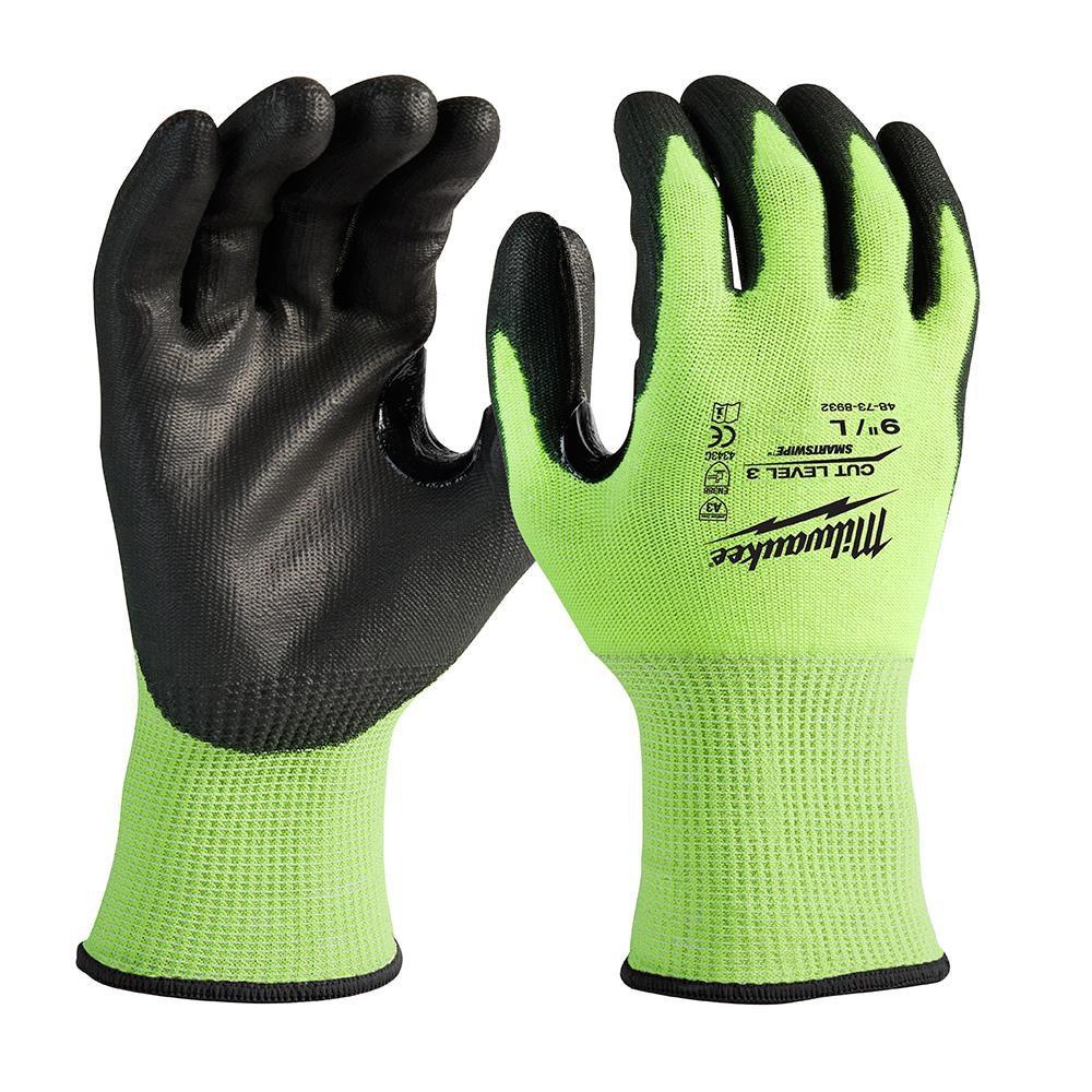 Size L Plastic General Purpose Gloves in Hi-Viz Green, Lime and Black