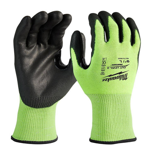 Size L Plastic General Purpose Gloves in Hi-Viz Green, Lime and Black