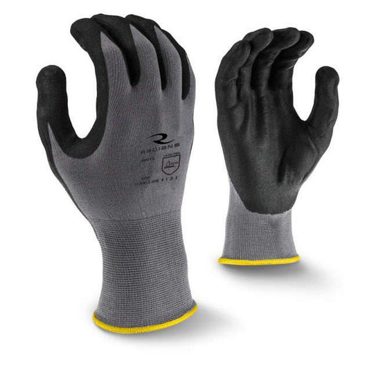 15G Nylon Shell Foam Nitrile Gripper Gloves in Grey and Black, L
