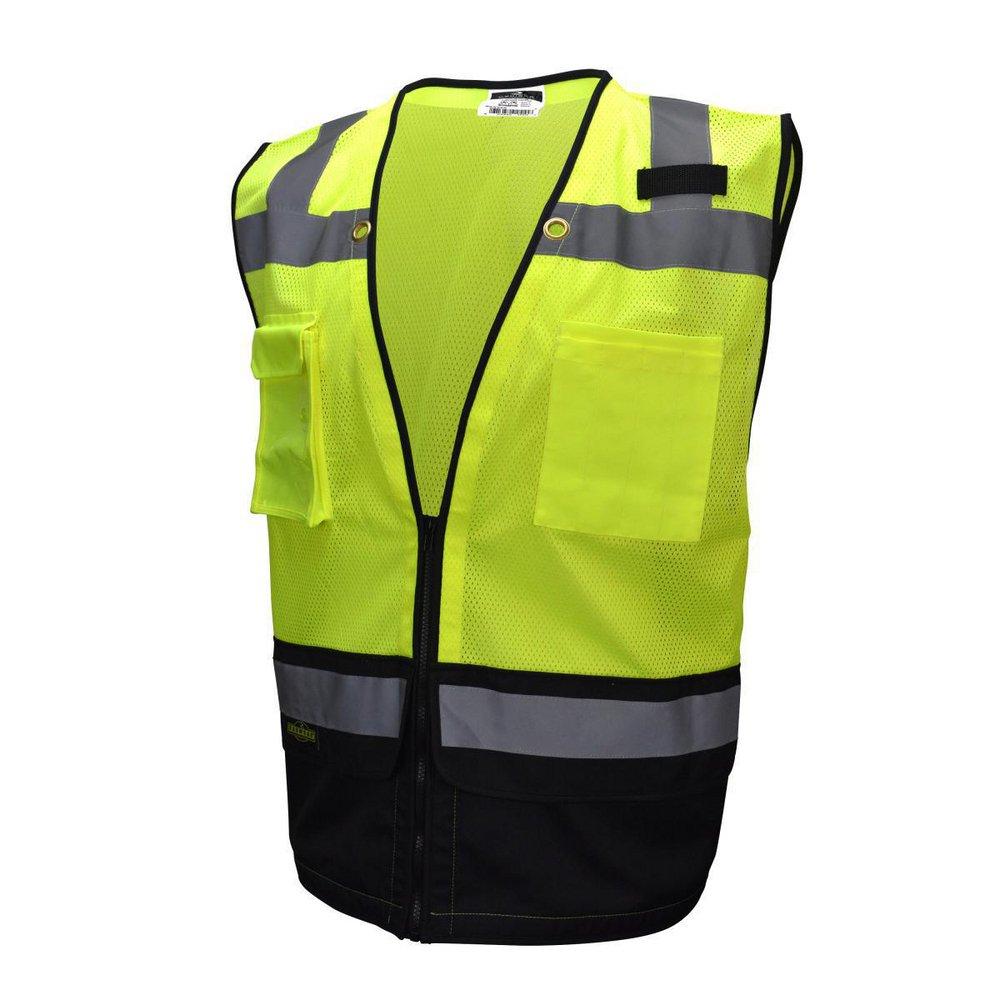 Size 2X Polyester Mesh Reusable Heavy Duty Surveyor Safety Vest in Hi-Viz Green