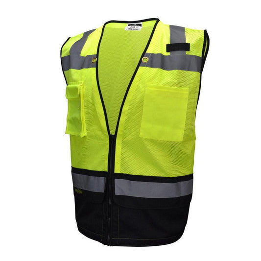 Size 2X Polyester Mesh Reusable Heavy Duty Surveyor Safety Vest in Hi-Viz Green
