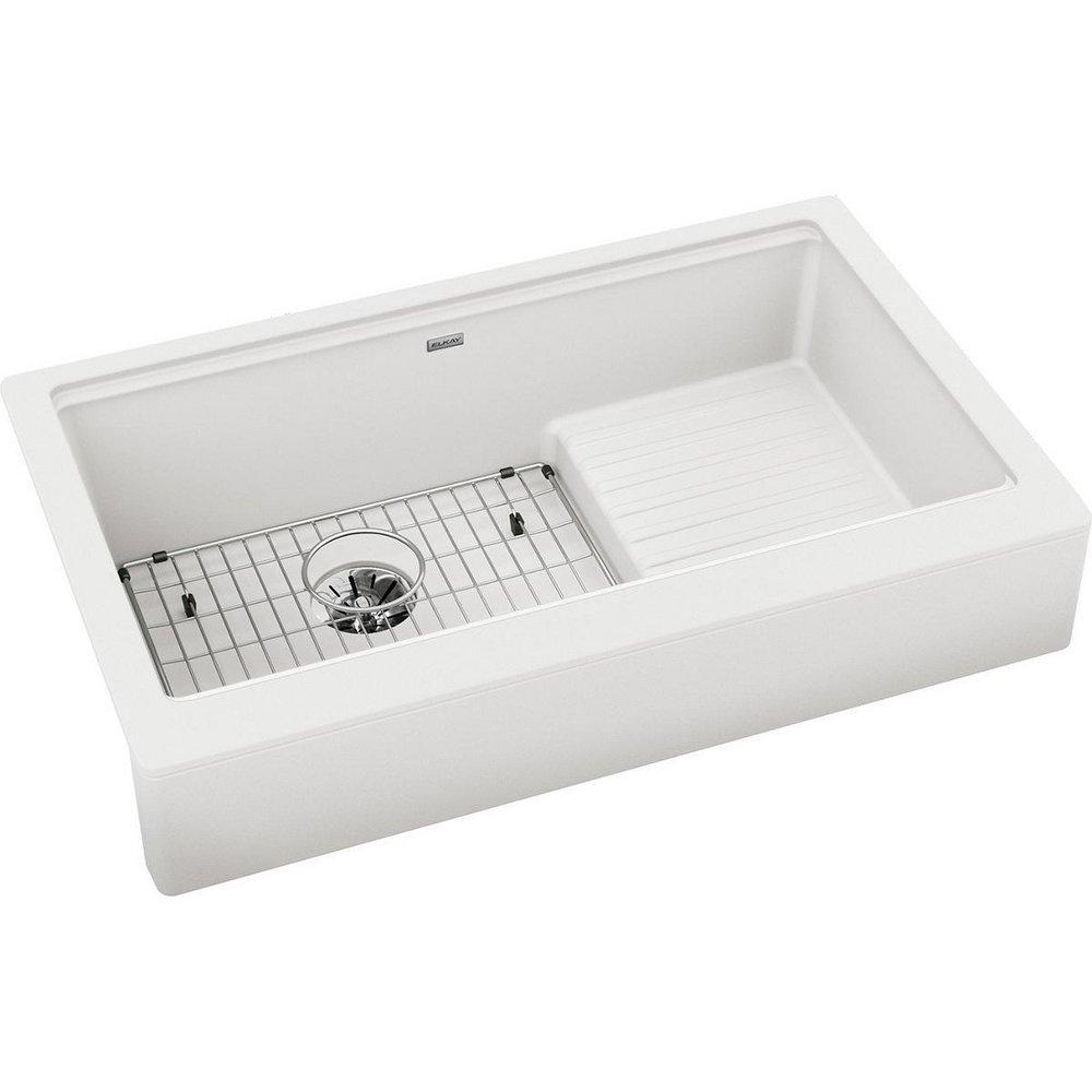 Elkay Quartz Luxe® 35-7/8 in. Farmhouse Composite Single Bowl Kitchen Sink in Ricotta