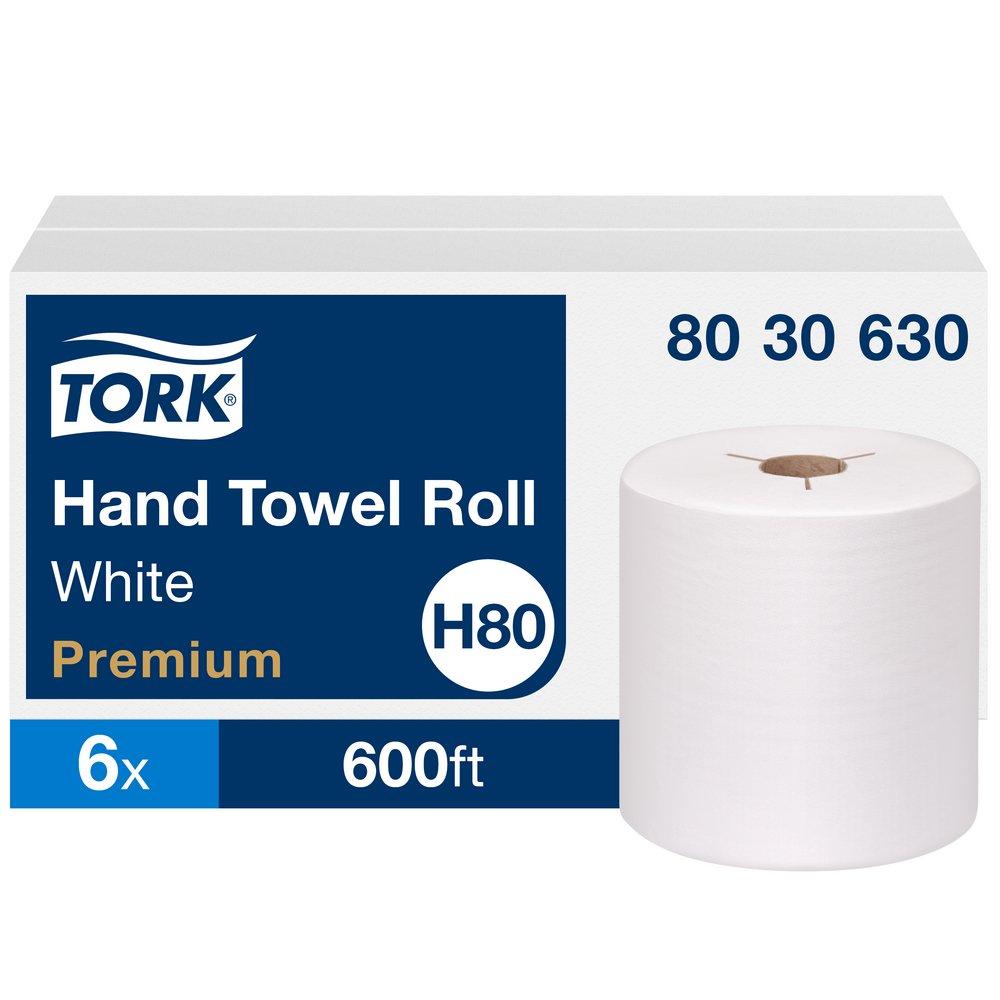 Tork DublSoft® Paper Hand Towel Roll, 1-Ply 600 ft, White, H80 System (Case of 6)