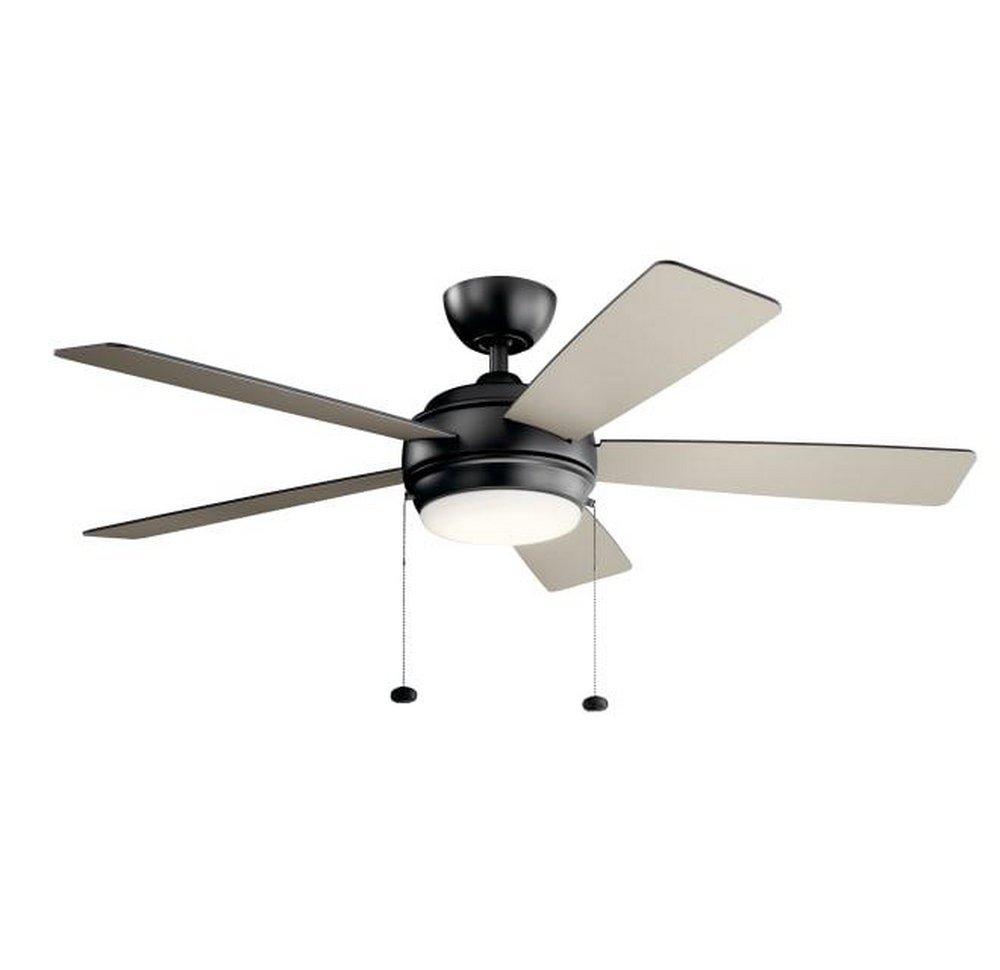 Kichler Lighting Basics Pro Select 52 in. 52W 1-Light LED Ceiling Fan in Satin Black