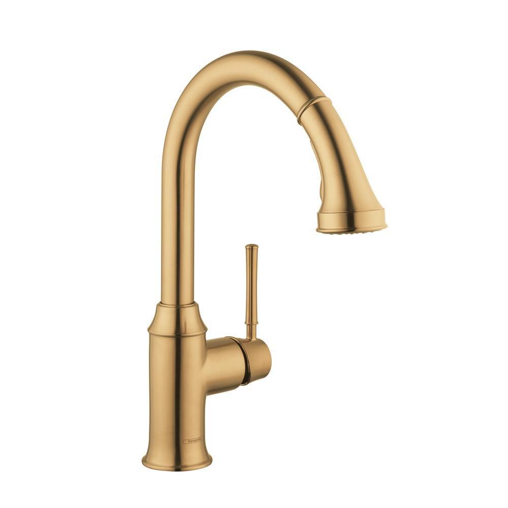 AXOR Talis C Single Handle Pull Down Kitchen Faucet in Brushed Gold Optic