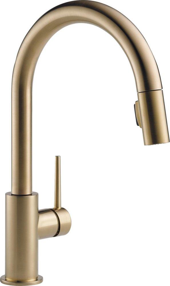 Delta Faucet Trinsic® Single Handle Pull Down Kitchen Faucet in Champagne Bronze