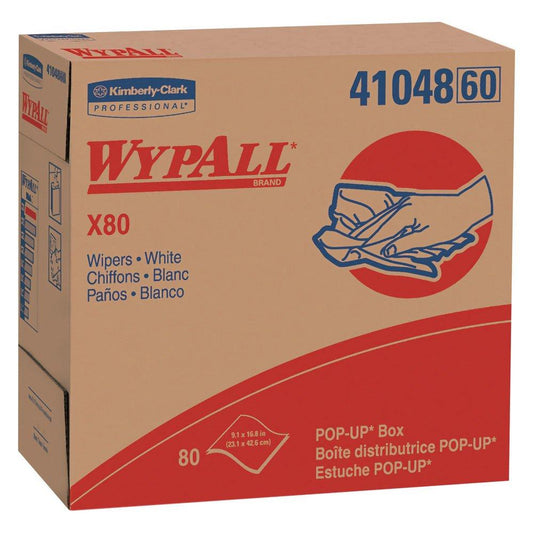 Kimberly Clark WypAll® X80 16-4/5 x 8-17/50 in. Polypropylene Cloth in White (80 Sheets per Box, 5 Boxes per Case, 400 Sheets per Case)