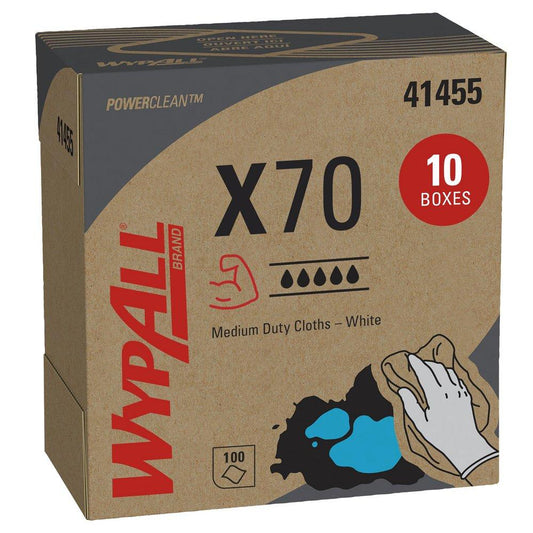 WypAll® X70 9-1/10 x 16-4/5 in. Wipes in White (Case of 10)