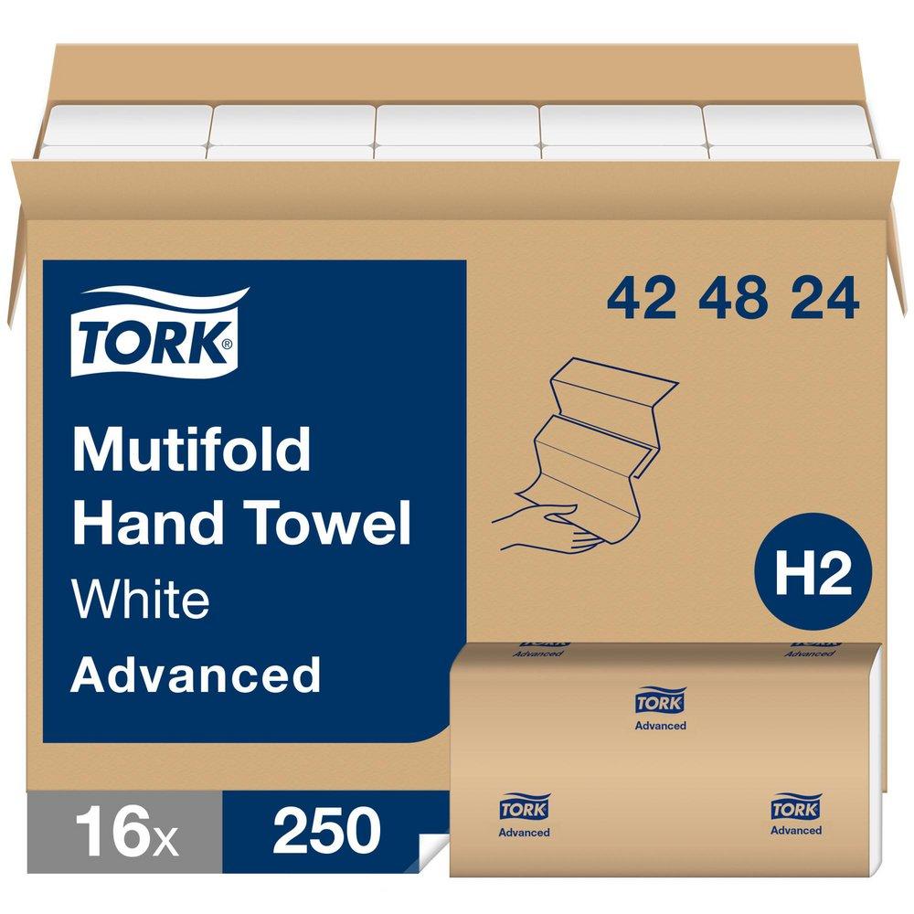 Tork Advanced Multifold Paper Hand Towel, 3-Panel, 1-Ply 250-Towels, White (Case of 16)