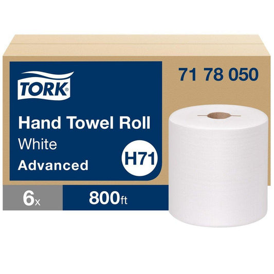 Tork Advanced Paper Hand Towel Roll, 1-Ply 800 ft, White, H71 System (Case of 6)