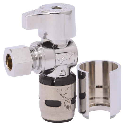 SharkBite® EvoPEX™ 1/2 x 3/8 in. Compression Angle Supply Stop Valve in Chrome Plated