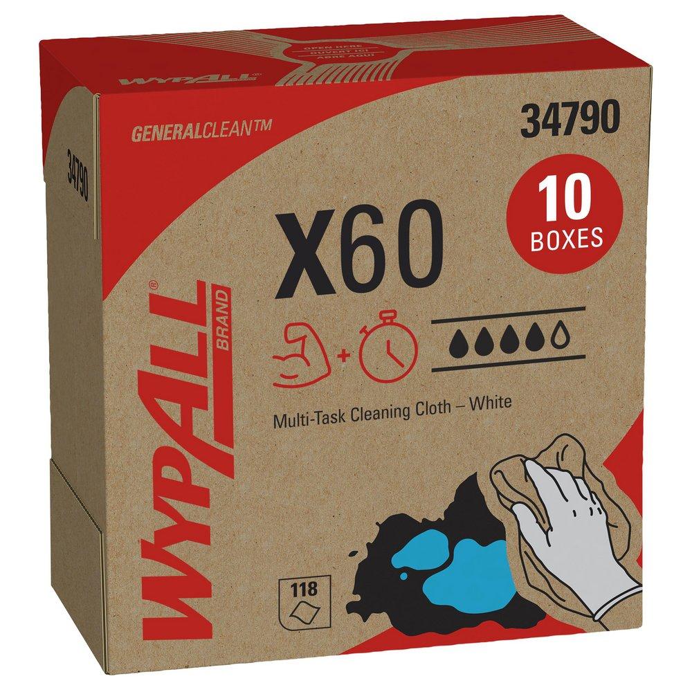 WypAll® X60 8-17/50 x 16-4/5 in. Wipes in White (Case of 10)