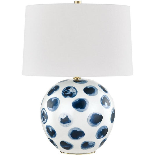 Hudson Valley Blue Point 75W 1-Light Medium E-26 Incandescent Table Lamp in White Bisque with Blue Dots