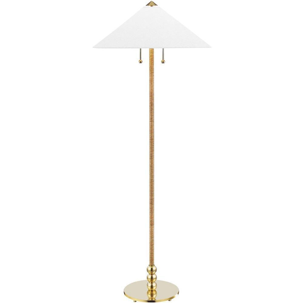 Hudson Valley Flare 60W 2-Light Medium E-26 Incandescent Floor Lamp in Aged Brass