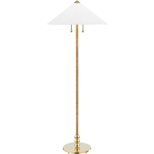 Hudson Valley Flare 60W 2-Light Medium E-26 Incandescent Floor Lamp in Aged Brass